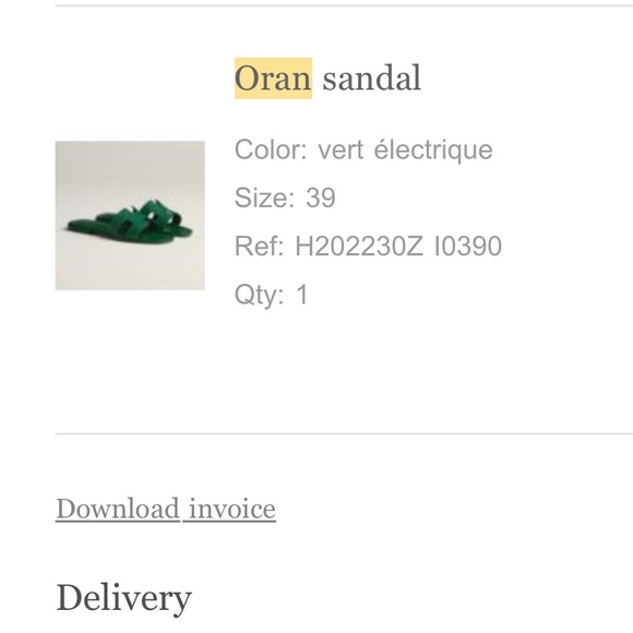 HERMES EUC Vert Électrique Green Leather Oran Sandals Slides 39 9 Hermès - Picture 8 of 8